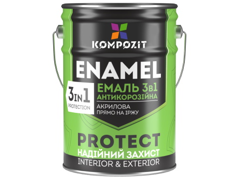 Емаль антикорозійна Kompozit 3 в 1 PROTECT RAL 7024 графітовий сірий шовковистий мат 10 кг